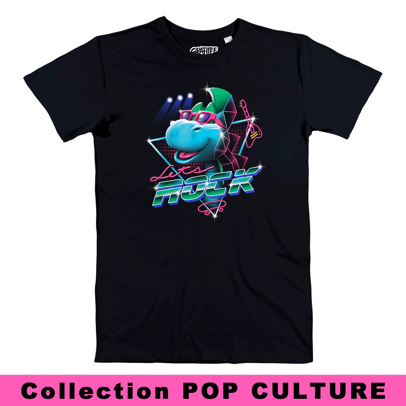 Grafitee – Engroshandel T-shirt med print - Unisex – Let's Rock T-shirt – musik- og popkultur T-shirt