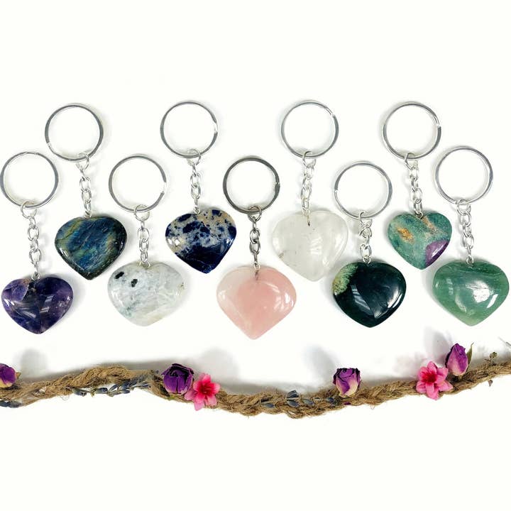 Rock Paradise - Wholesale Keychain - Unisex - Crystal Gemstone Heart Keychains - 10 Pack 5