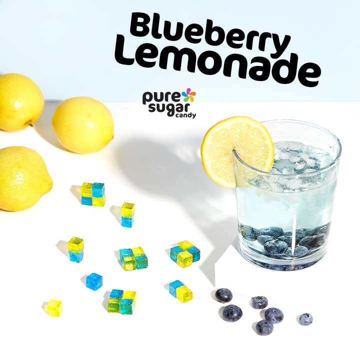 Pure Sugar Candy - Wholesale Hard Candy - Blue Raspberry Lemonade - Hard Candy Cubes