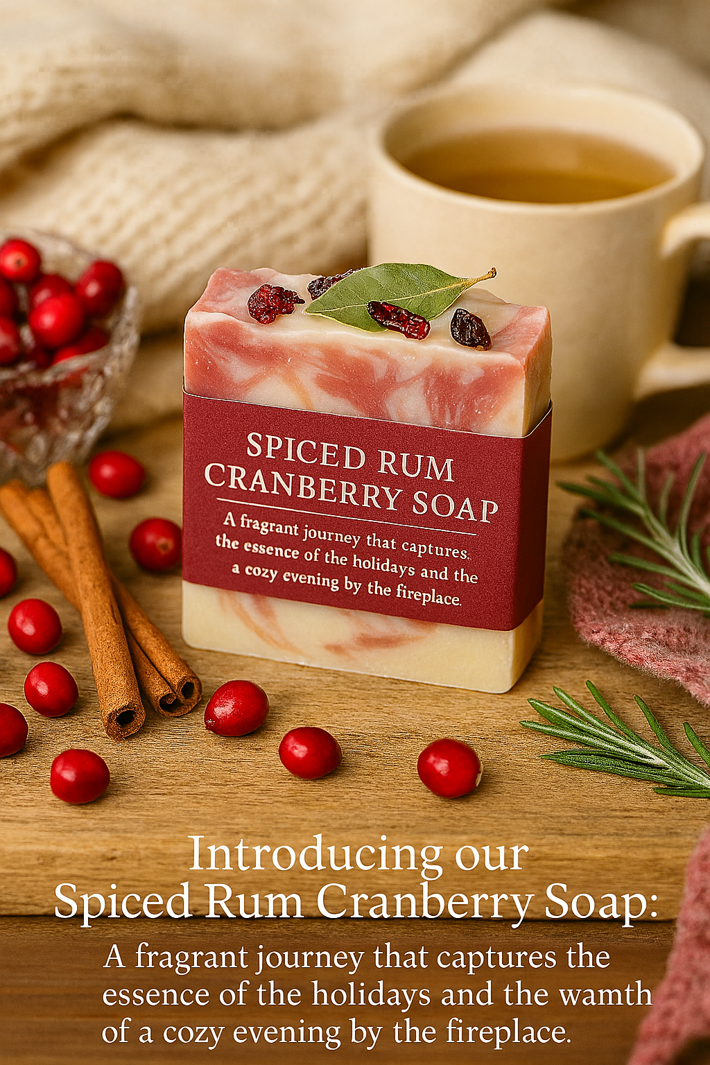 MeiJi & co. - Wholesale Bar Soap - Spiced Rum Cranberry Soap: A Festive Twist for Cozy Evenings4
