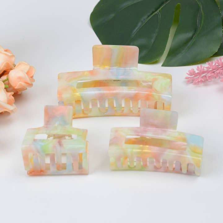 TheDivaSoap – Großhandel Haarclip – Damen – Große quadratische Haarklammer aus magischem farbigem Acetat5