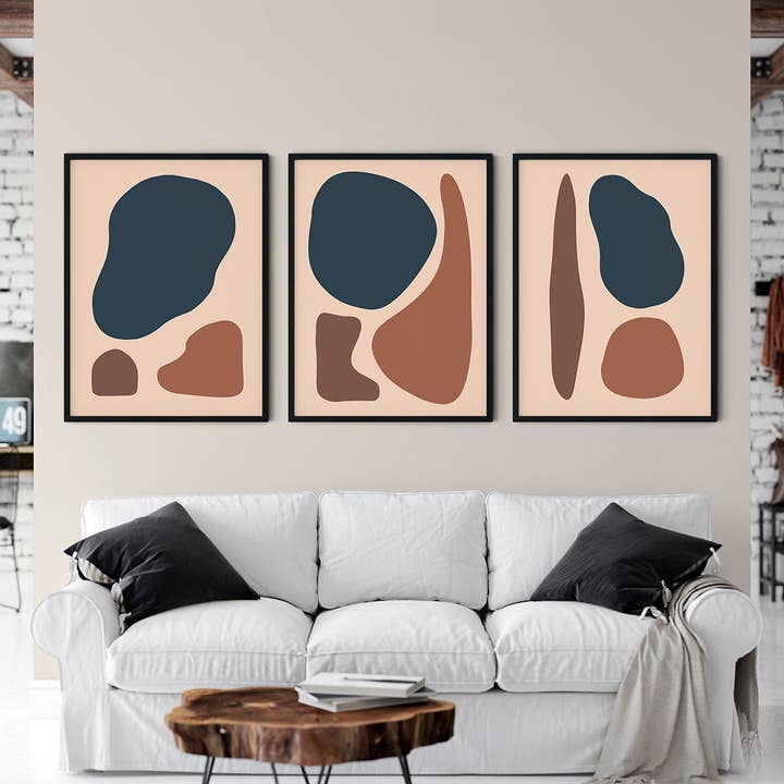 Sand and Sea - Abstract Wall Art Print Set of 3 for wholesale by Sera/Lina