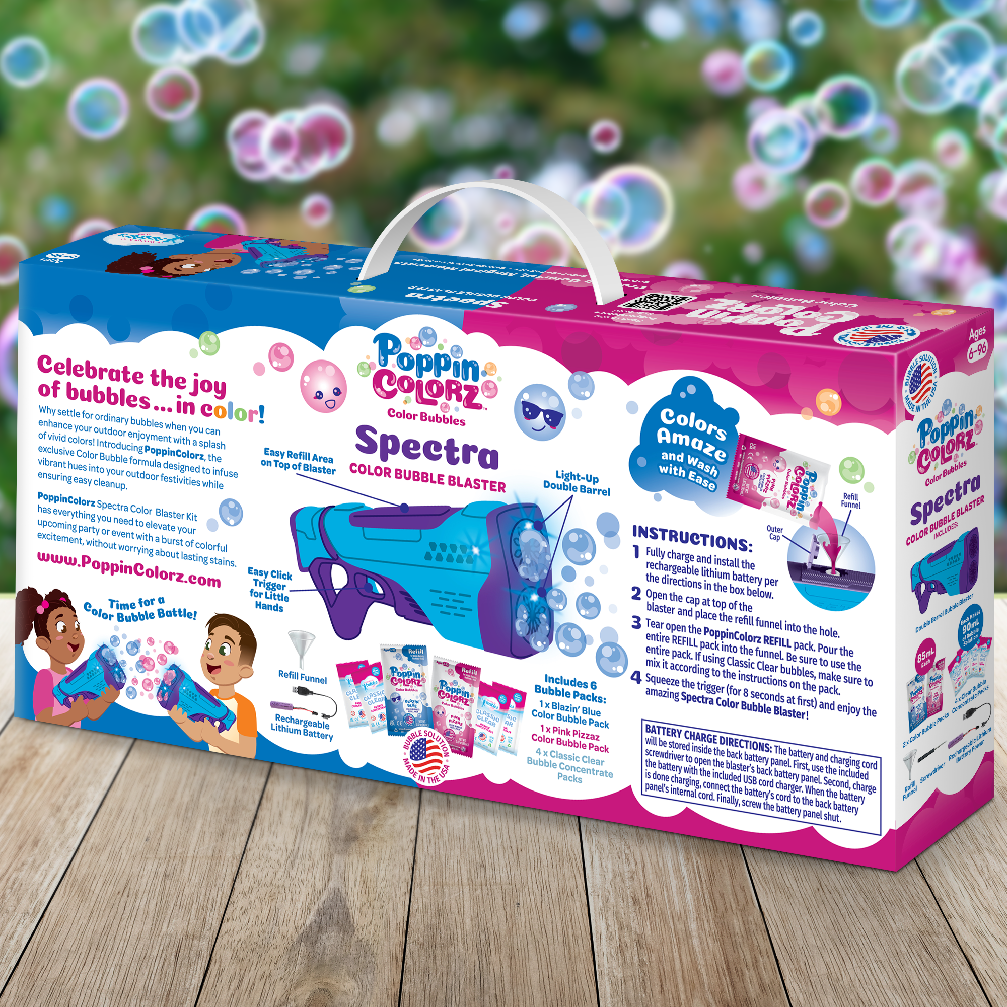 South Beach Bubbles - Wholesale Bubble Wand - Kids - PoppinColorz Spectra: Rechargeable Color Bubble Blaster8