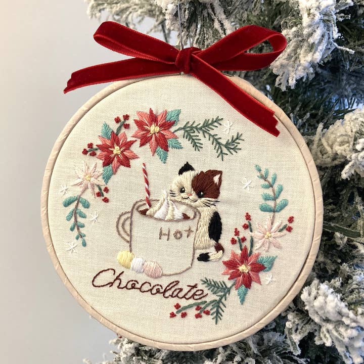 BlueCatCraftCA - Wholesale DIY craft kit - DIY Embroidery Kit Hot Chocolate from Cat & Tea Collection2