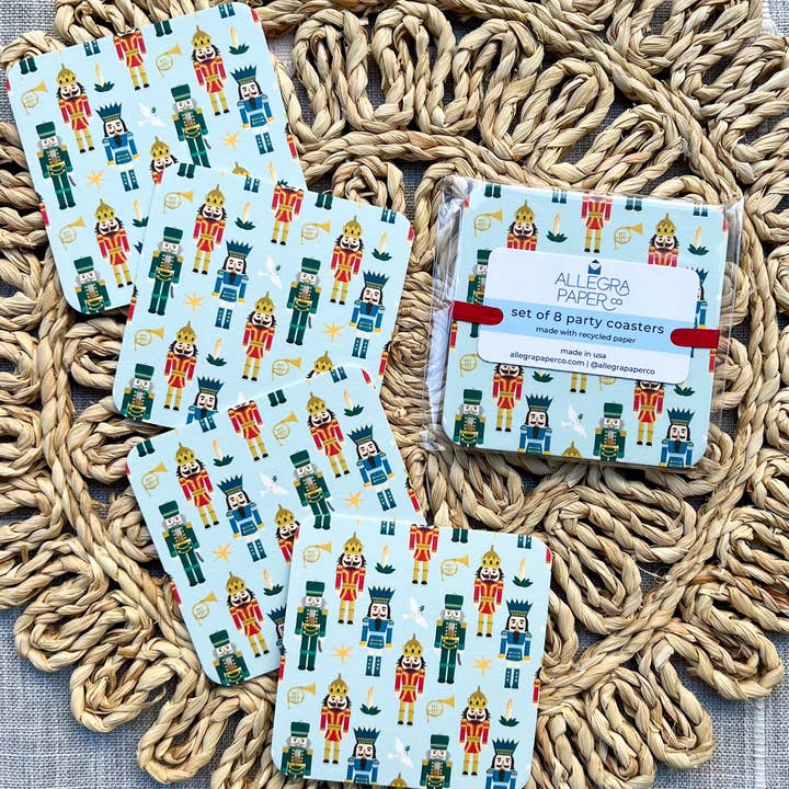 Nutcracker Paper Party Coasters for wholesale by Allegra Paper Co.