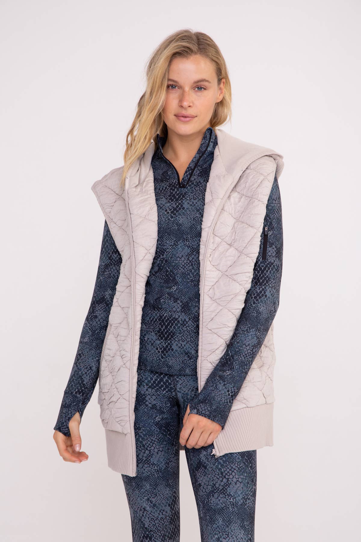 Mono B - Wholesale Outerwear Vest - Women's - Oversized Quilted Fleece Vest with Hood15