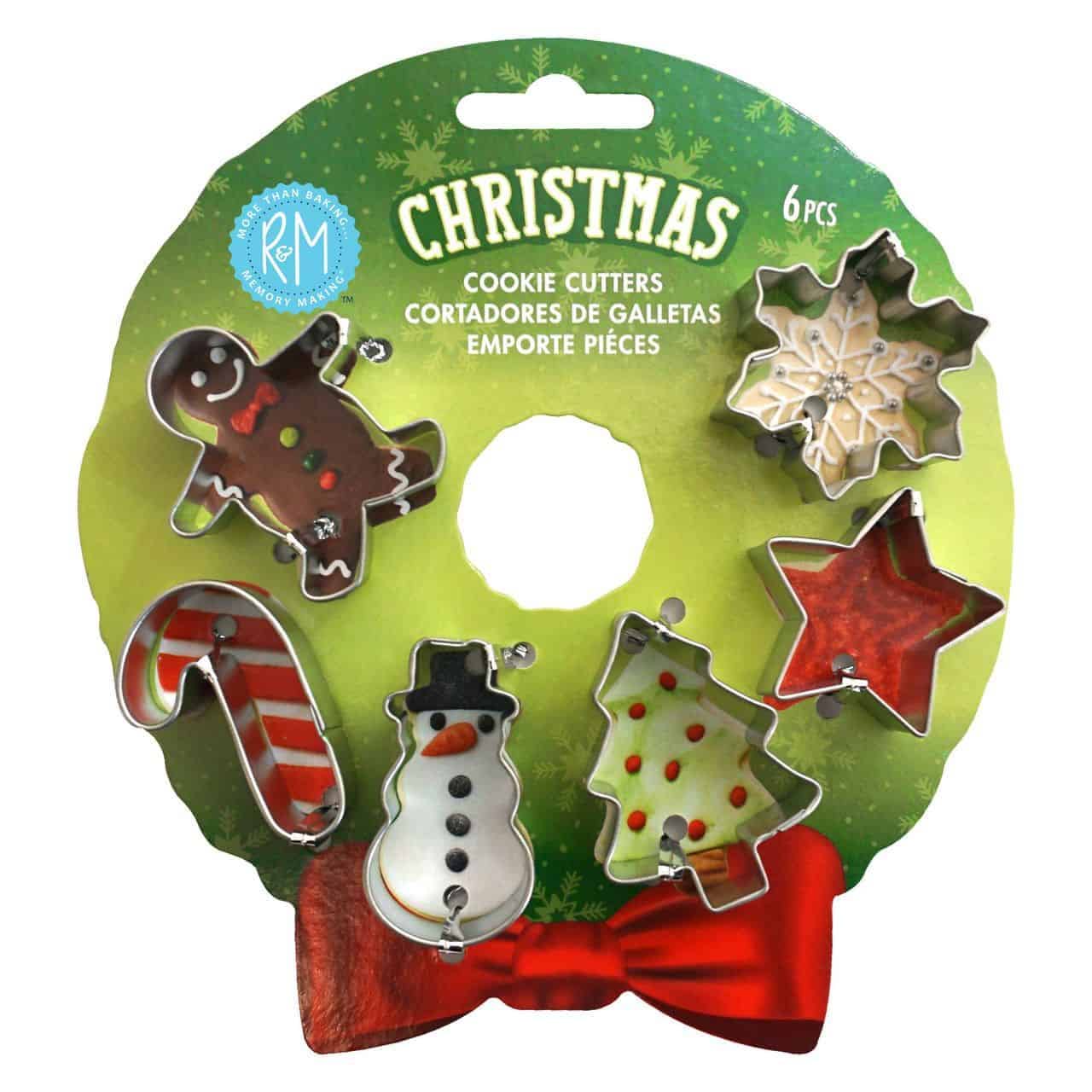 R&M International - Wholesale Cookie Cutter - Mini Christmas 6 PC Cookie Cutter Set on Wreath Card0