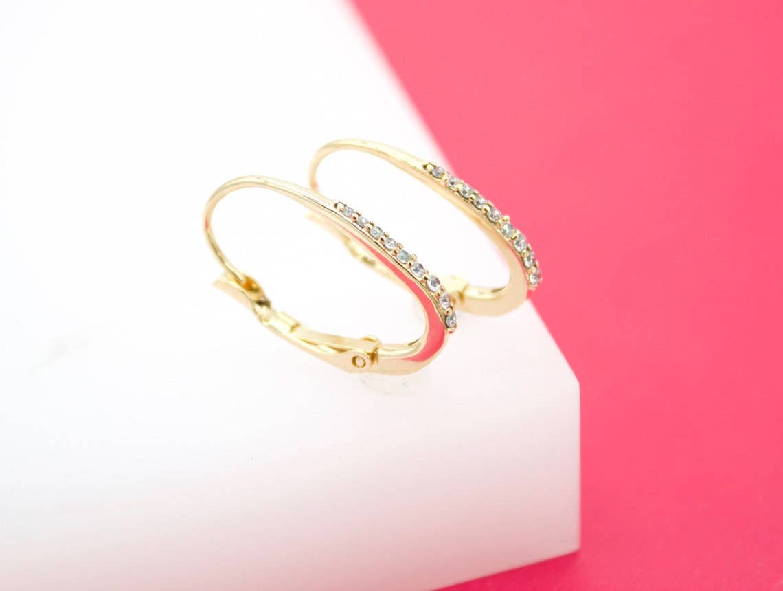 MIA Jewelry - Wholesale Hoop Earrings - 18K Gold Filled French Lever Back Earrings With Cz Stones1