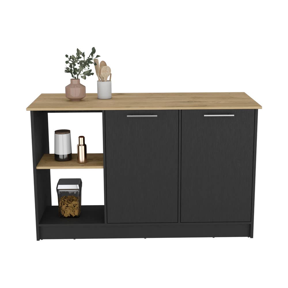 Treevol Furniture - Wholesale Kitchen Storage/Organizer - Kitchen Island Padua, Kitchen, Black / Macadamia4
