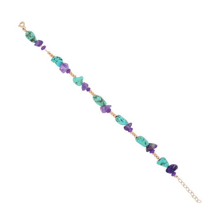 Pulseras de plata de ley 925 con piedras naturales de amatista y turquesa para venta al por mayor de Azuris Silver