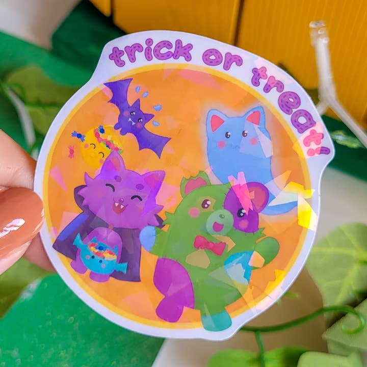 Trick or Treat Vinyl Sticker for wholesale by Okupoku
