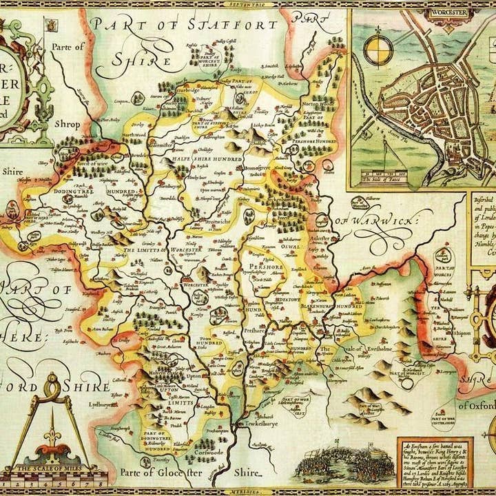 Worcestershire Historical Map legpuzzel van 1000 stukjes (1610) voor wholesale door Map Marketing Limited