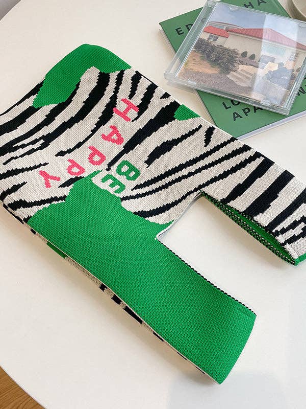 VividLux – wholesale Tote bag – Women's – Letter Print Zebra-Stripe Bags Woven Handbag1