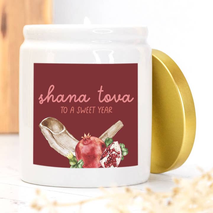 Bougie en céramique Rosh Hashanah pour la vente par Love Always, Audrey