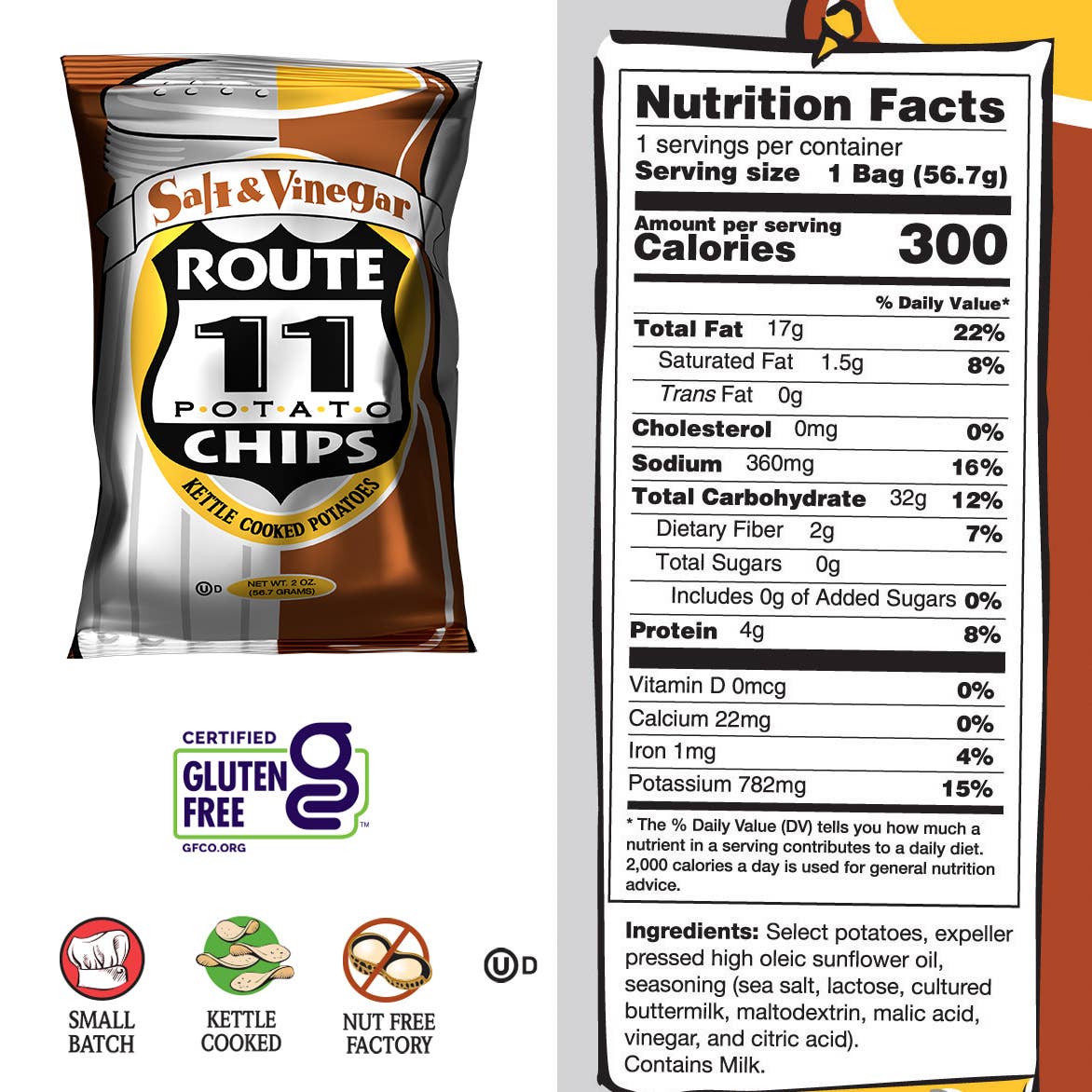 Route 11 Potato Chips - Wholesale Chips - Route 11 Salt N Vinegar Potato Chips (2oz)2
