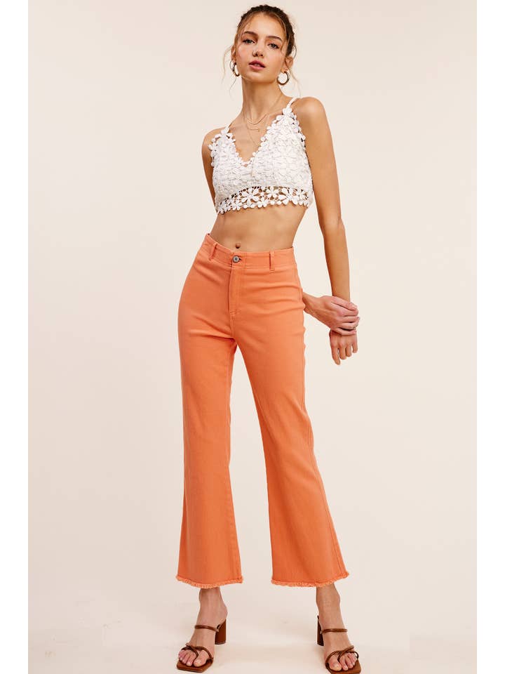 La Miel – Calças - Mulher por atacado – MCP3113-Calças Flare elástica de Cintura Alta Lavada e Macio3