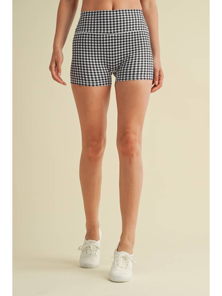 KIMBERLY C - Wholesale Athletic Shorts - Women's - Gingham Print Mid-Rise Mini Shorts28