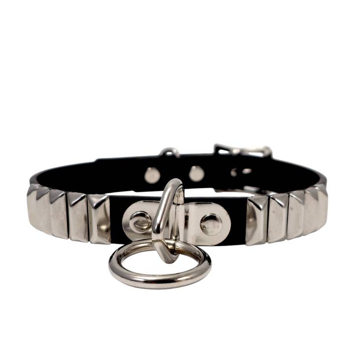 CK129RMD RECTANGULAR STUDDED BONDAGE CHOKER for wholesale by Funk Plus