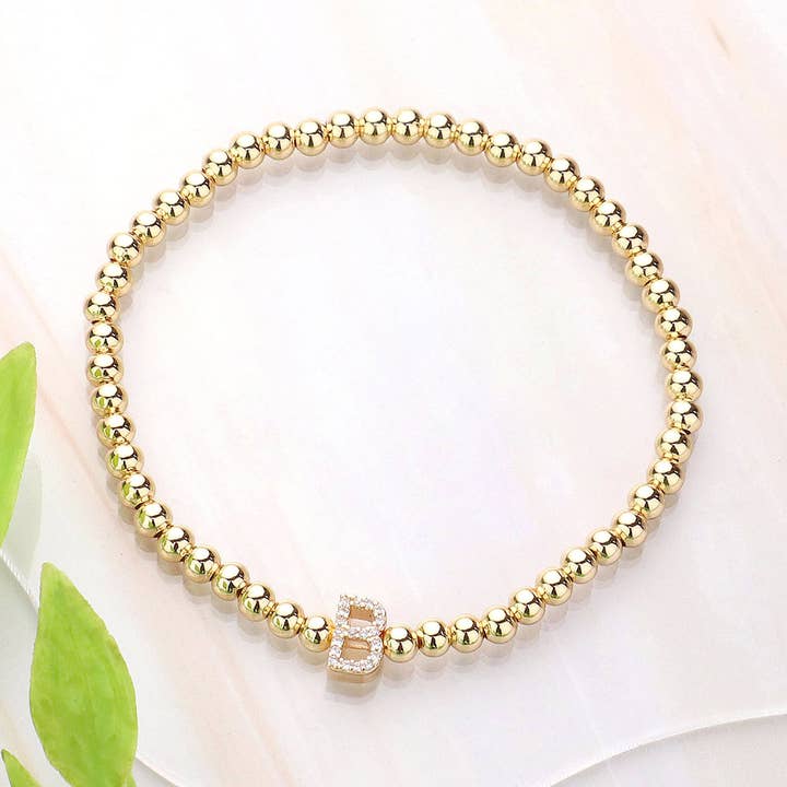 Wona Trading, Inc. - Wholesale Beaded Bracelet - SECRET BOX_ Monogram Initial Stretch Bracelet