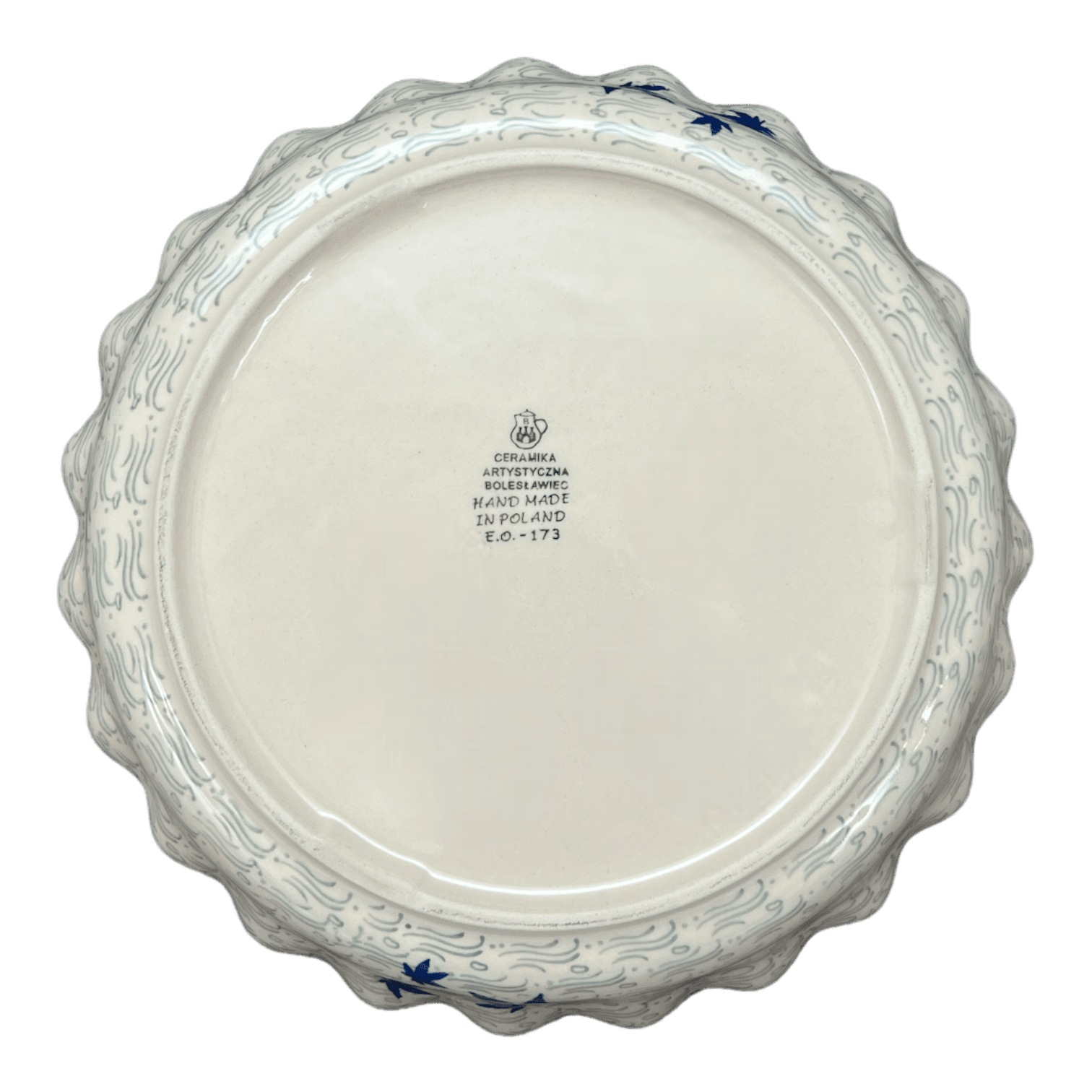 Polish Pottery Outlet - Wholesale Serve Bowl - Quiche/Pie Dish, 10" in "Blue Sweetgum" by Ceramika Artystyczna | A636-2545X2