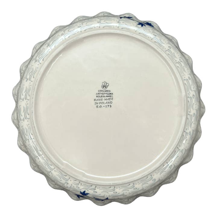 Polish Pottery Outlet - Wholesale Serve Bowl - Quiche/Pie Dish, 10" in "Blue Sweetgum" by Ceramika Artystyczna | A636-2545X2