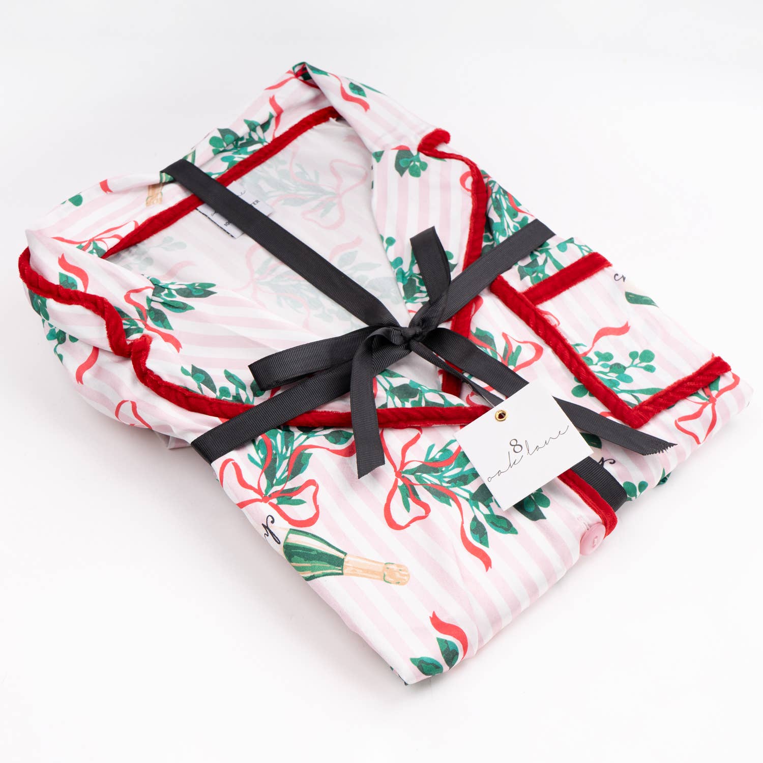 8 Oak Lane – wholesale Pyjamasset - Dam – Mistletoast Satin Ruffle Kort PJ-set5