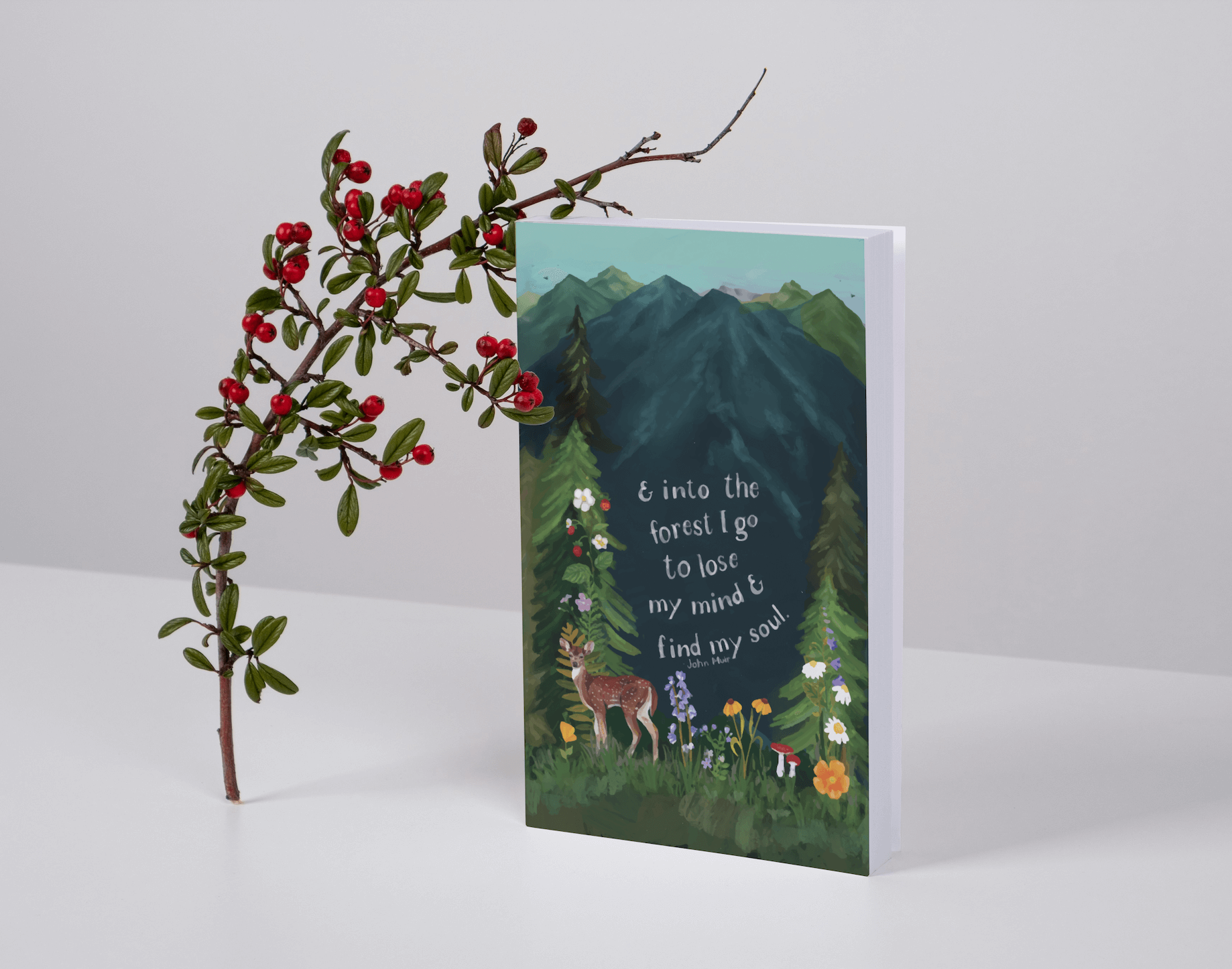 glad you're here co - Wholesale Notebook - Wilderness Forest Notebook – Softcover, 100 Lined Pages, Nature Corner Art, Inspirational John Muir Quote4