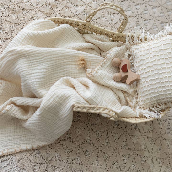 Naturloom - Wholesale Swaddle - Baby - 100% GOTS Certified Organic Super Soft Muslin Swaddle Baby Blanket, Organic Gauze Cotton, Muslin Throw Blanket for Kids, Baby Shower Gift Ivory