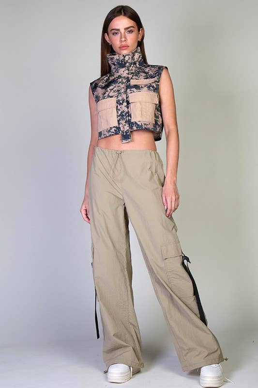 Rehab Lab - Wholesale Pants - Women's - Low Rise Cargo Parachute Pants With Contrast Strap0