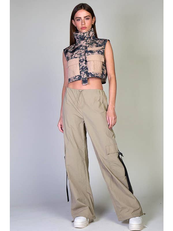 Rehab Lab - Wholesale Pants - Women's - Low Rise Cargo Parachute Pants With Contrast Strap