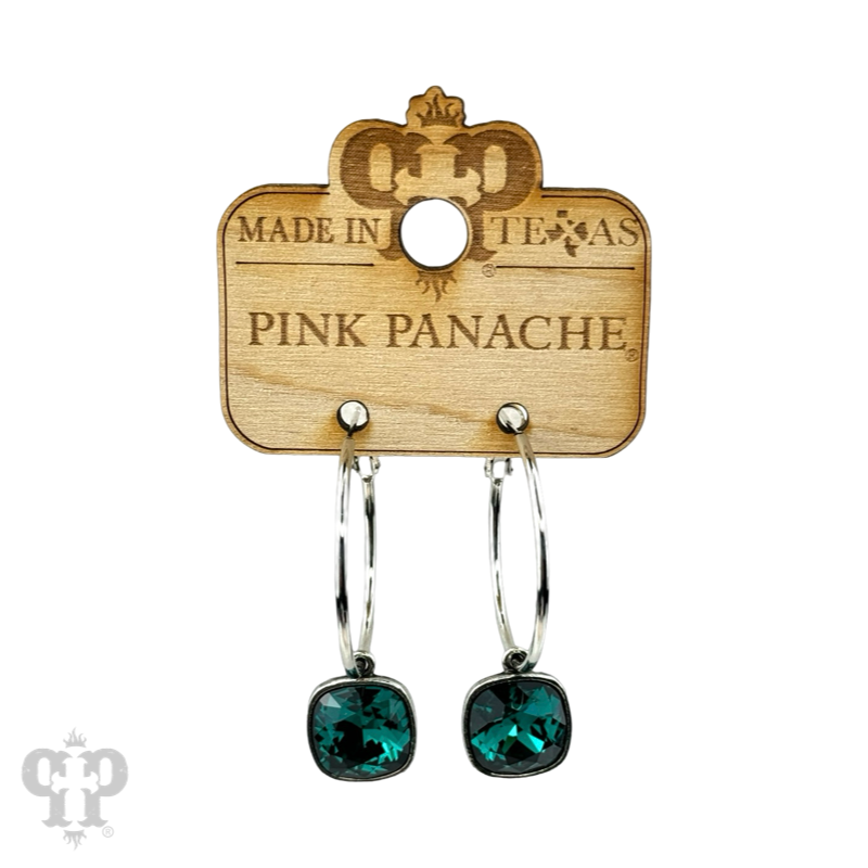 Pink Panache Brands - Wholesale Dangle Earrings - Square Austrian crystal hoop earring, 12mm22
