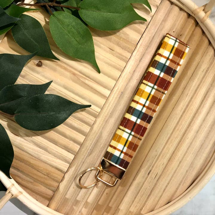 Efterår Plaid Print Fabric Nøglering, Nøglering for engroshandel hos MDStickerShop