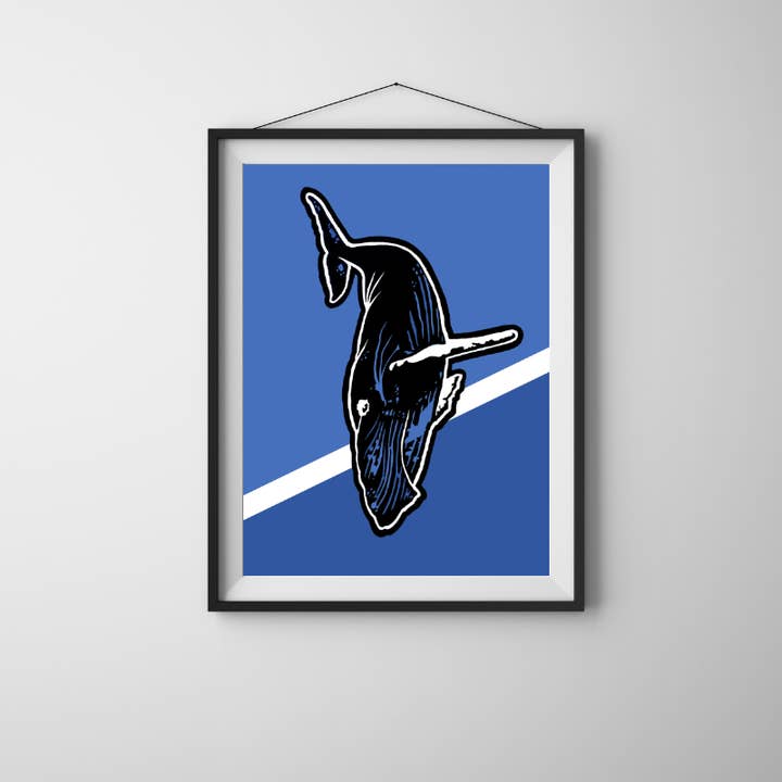 Imprimé de baleine à bosse bleue pour la vente par Julie Annette Studios