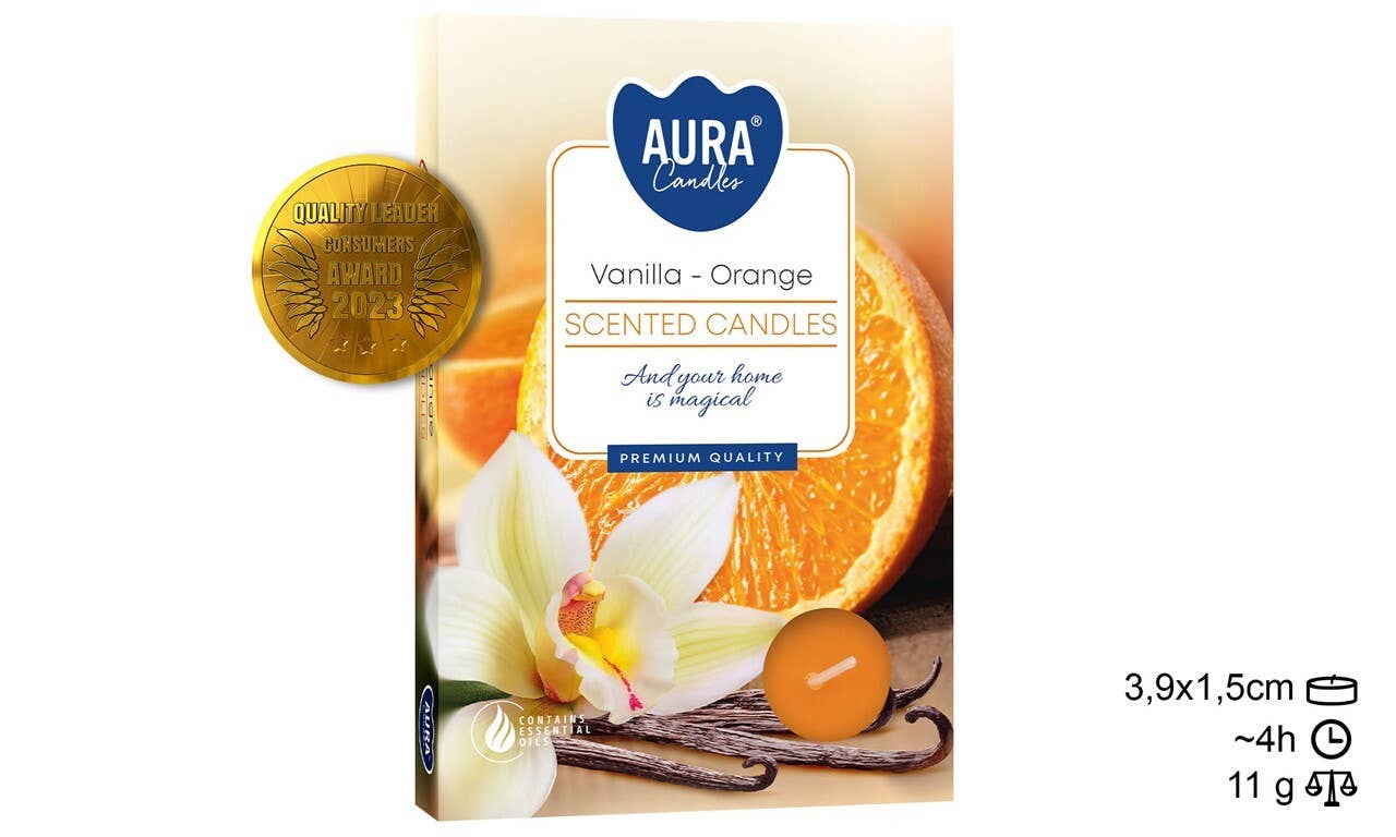 Esoterica Arte - Wholesale Tea Light Candles - Tea Light Candles 6 Bean/Orange (12 units)0