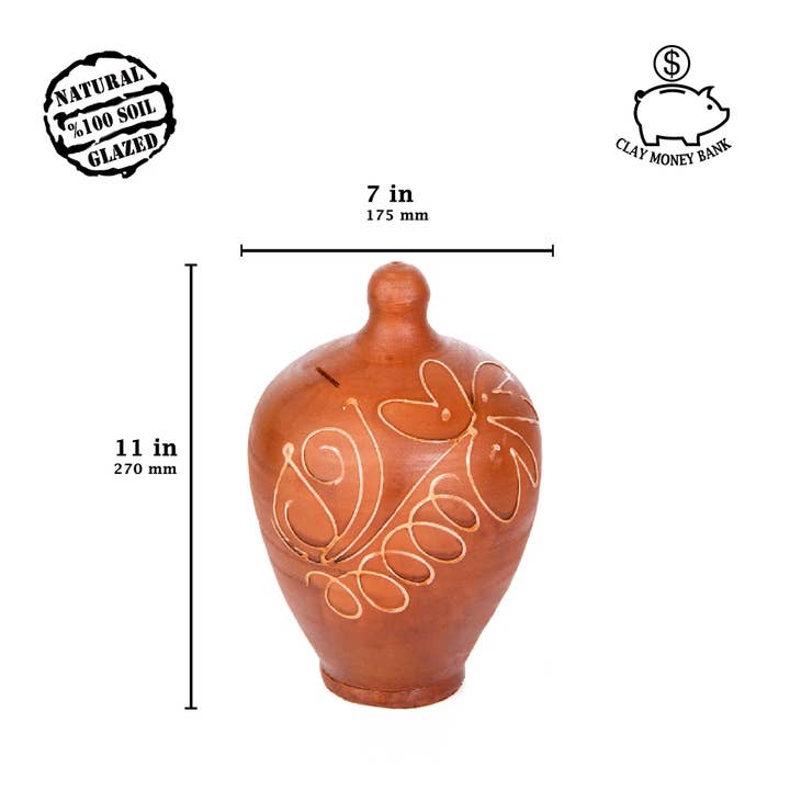 Hakan - Wholesale Money/Piggy Bank - Natural Clay Piggy Banks for Adults, Terracotta Coin Banks