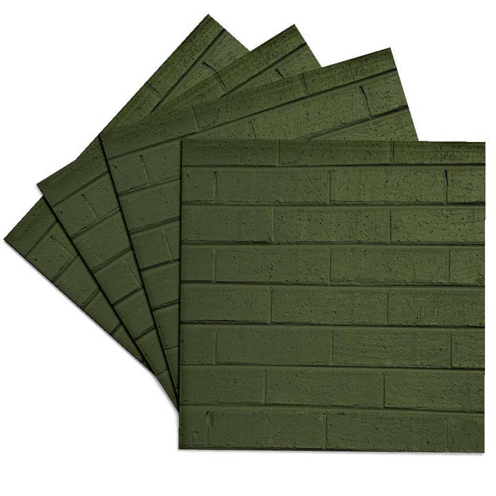 3dRose - Wholesale Coasters - 3dRose, Image of Olive Army Green Horizontal Brick Wall, Coaster