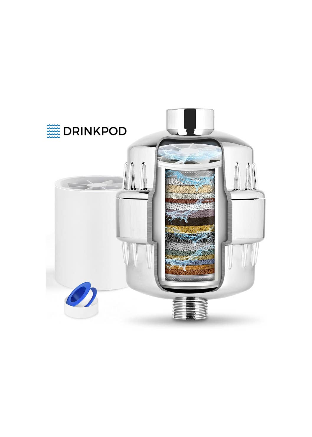 DRINKPOD LLC - Wholesale Water filter - Drinkpod High Output Revitalizing Shower Filter - Reduces Dry Itchy Skin, Dandruff, Eczema, and Dramatically Improves The Condition of Your Skin, Hair and Nails - Chrome