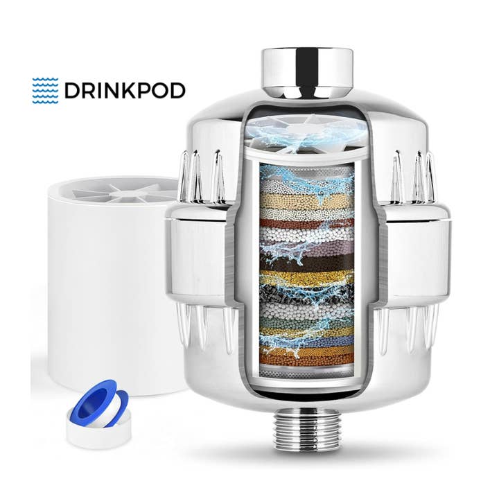 Drinkpod High Output Revitalizing Shower Filter - Reduces Dry Itchy Skin, Dandruff, Eczema, and Dramatically Improves The Condition of Your Skin, Hair and Nails - Chrome for wholesale by DRINKPOD LLC