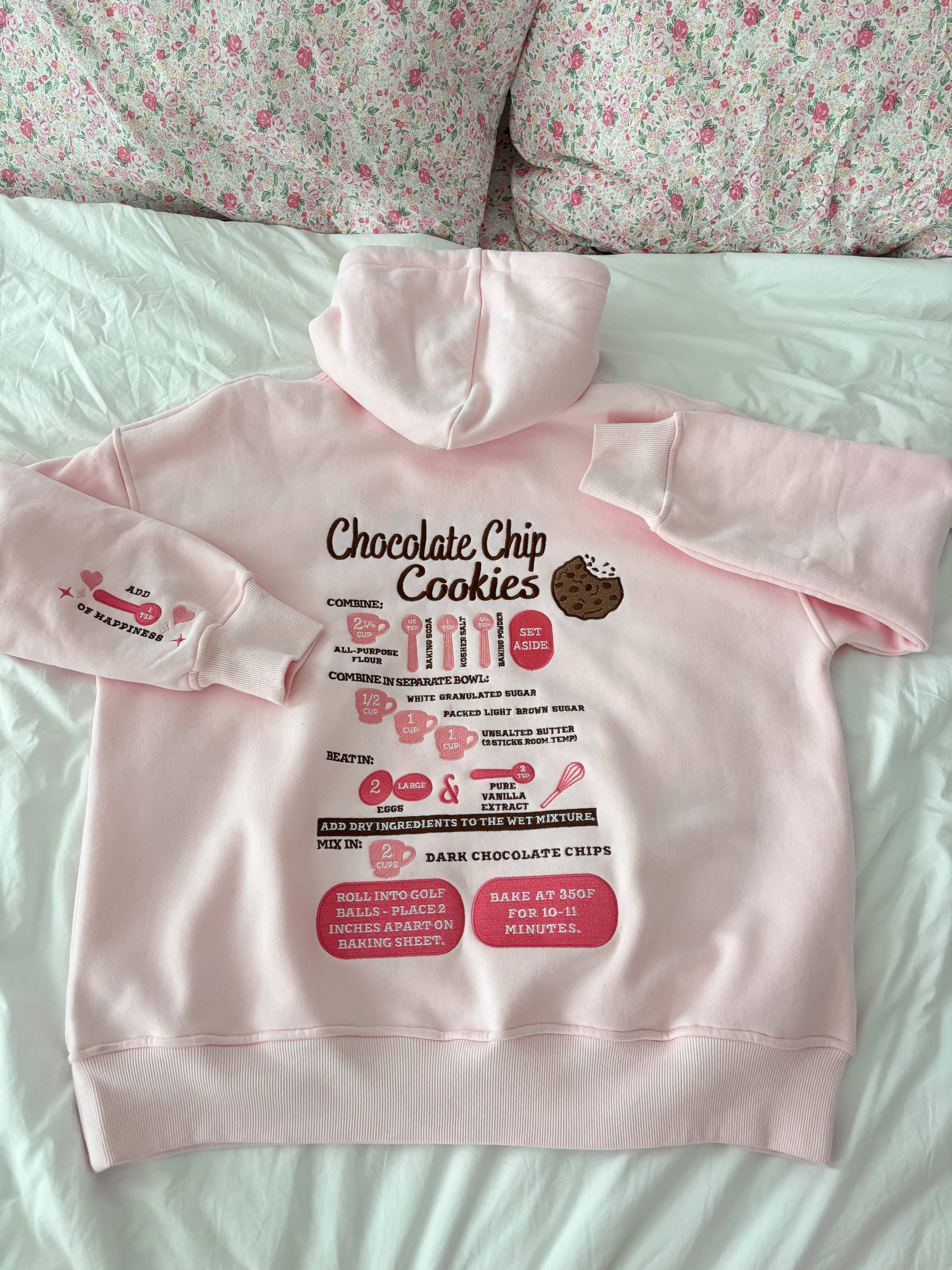 Light Pink Chocolate Chip Cookie Recipe Embroider Hoodie for wholesale on Faire6