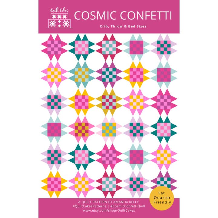 QuiltCakes - Wholesale Craft Sewing Kit - Cosmic Confetti Quilt Pattern Printed