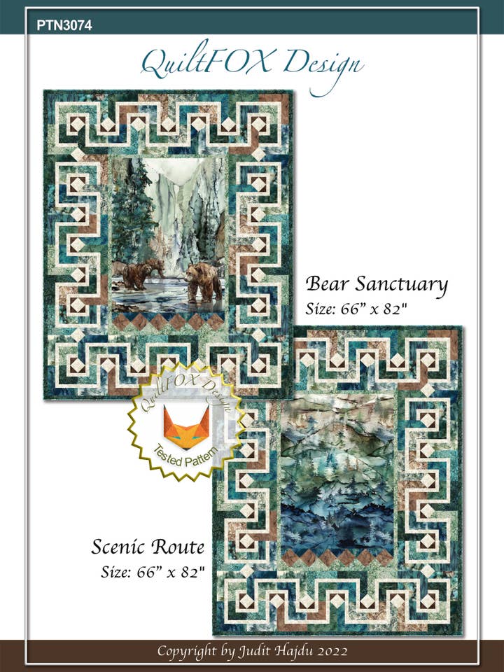 Bear Sanctuary/Scenic Route, storlek: 66 ”x 82" för wholesale av Quiltfox Design