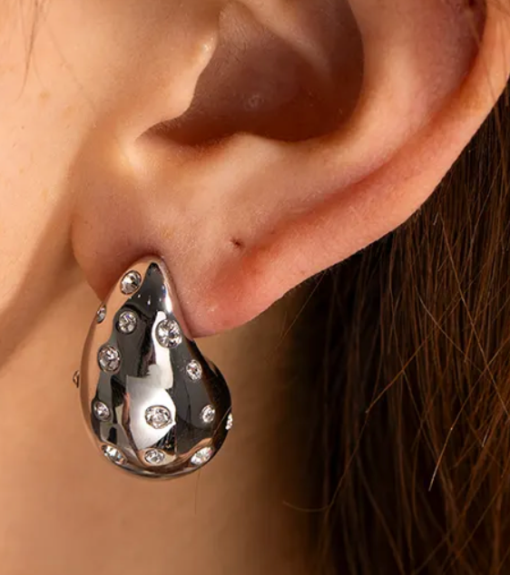 HoopLa – Brincos de argola por atacado – Ícone Gota de Lágrima - Aço Inoxidável e Zircônia Cúbica25