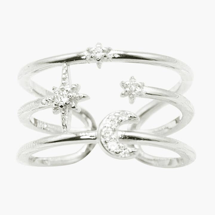 Starlit Night Åben Ring • Hvidguld for engroshandel hos Romilt London