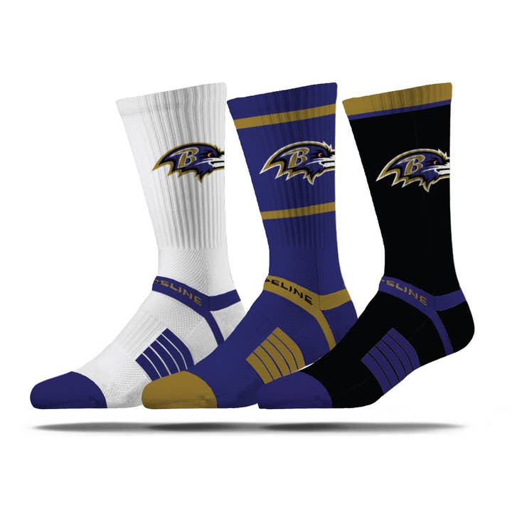 Baltimore Ravens | Premium Knit Crew | NFL 3 Pack Box | N02414541ML for wholesale by Strideline