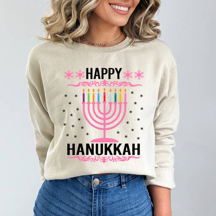 LA Shirt Company - Wholesale Graphic Sweatshirt - Women's - Happy Hanukkah - Sweatshirt & Hoodie