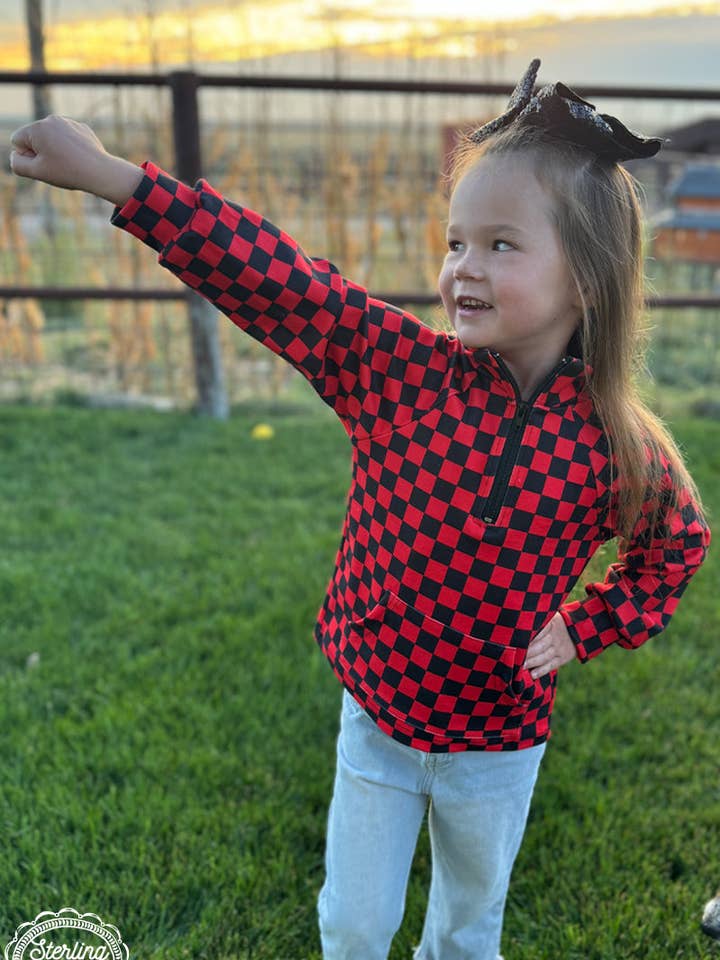 Mini Pep Rally Pullover - Red & Black for wholesale by Sterling Kreek