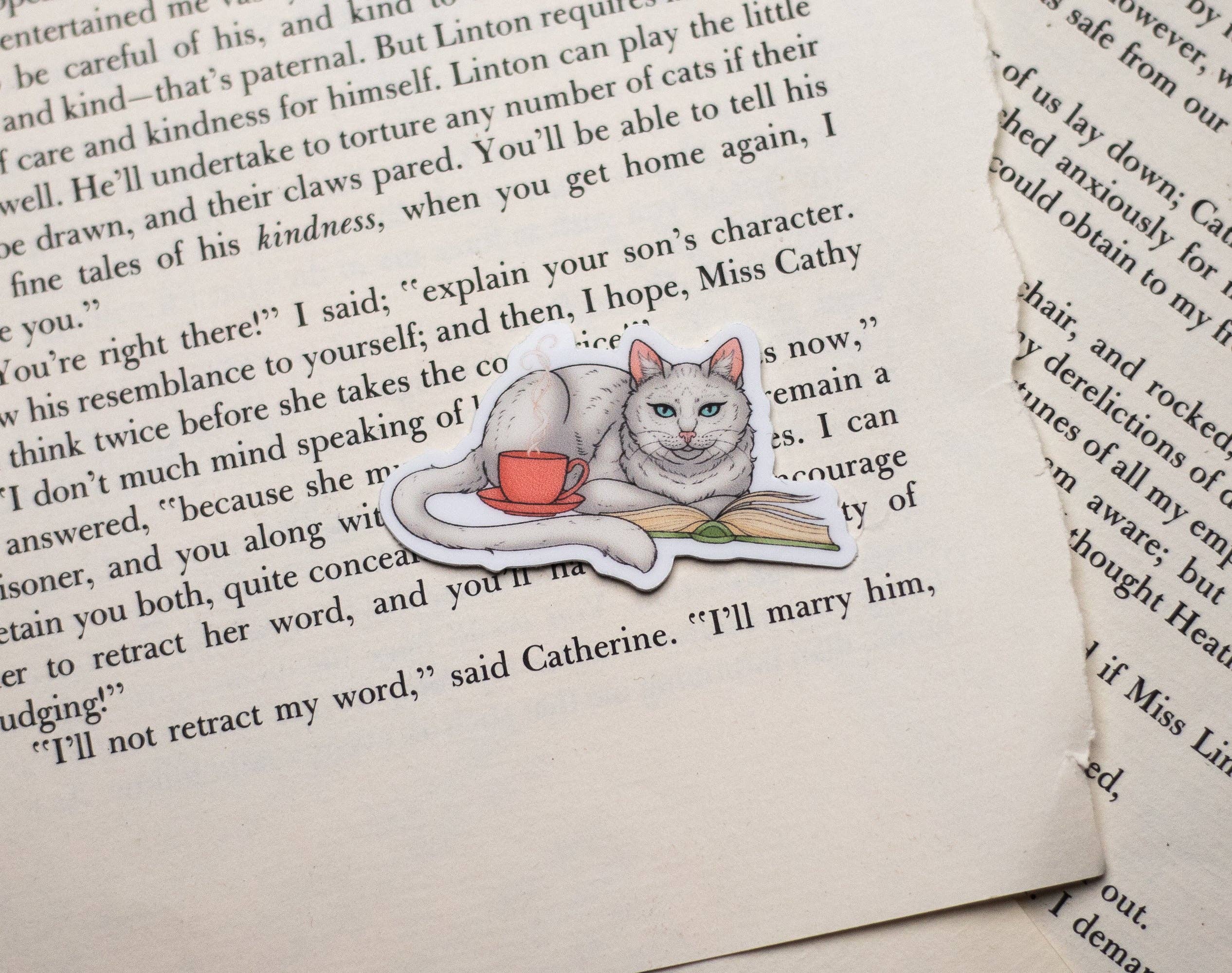 Snow Moon Press LLC - Wholesale Sticker - Cozy Cat - White0