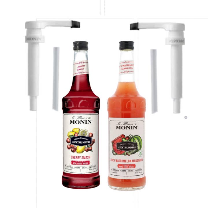Wittbizz Snacks - Wholesale Cocktail Mix/Syrup - Monin Syrup Cocktail Cherry Splash and Spiced Watermelon with 2 Monin Pumps.