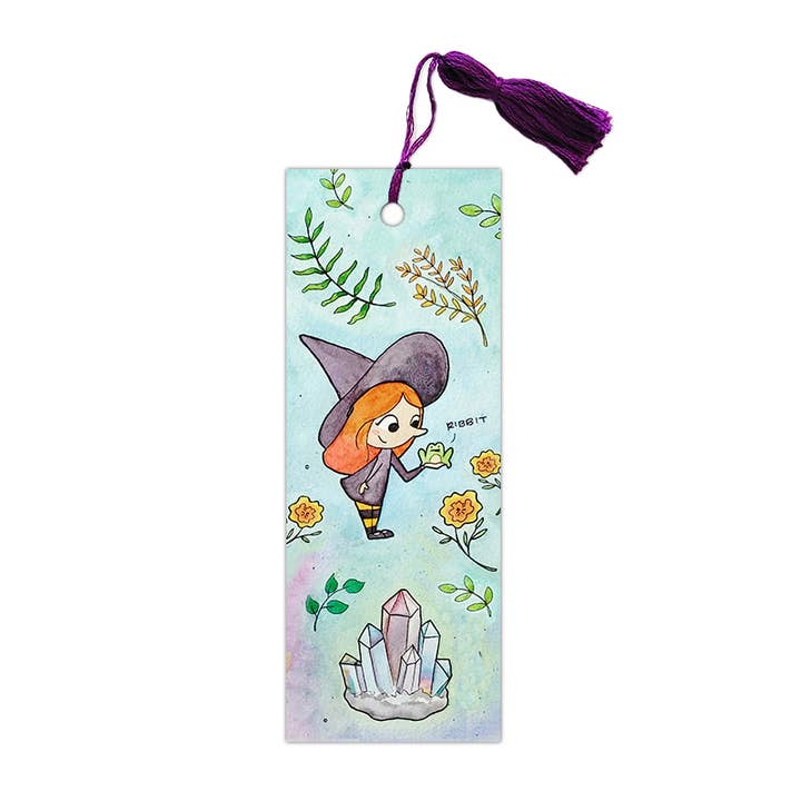 Marque-page sorcière avec grenou pour la vente par Motif's Art Studio