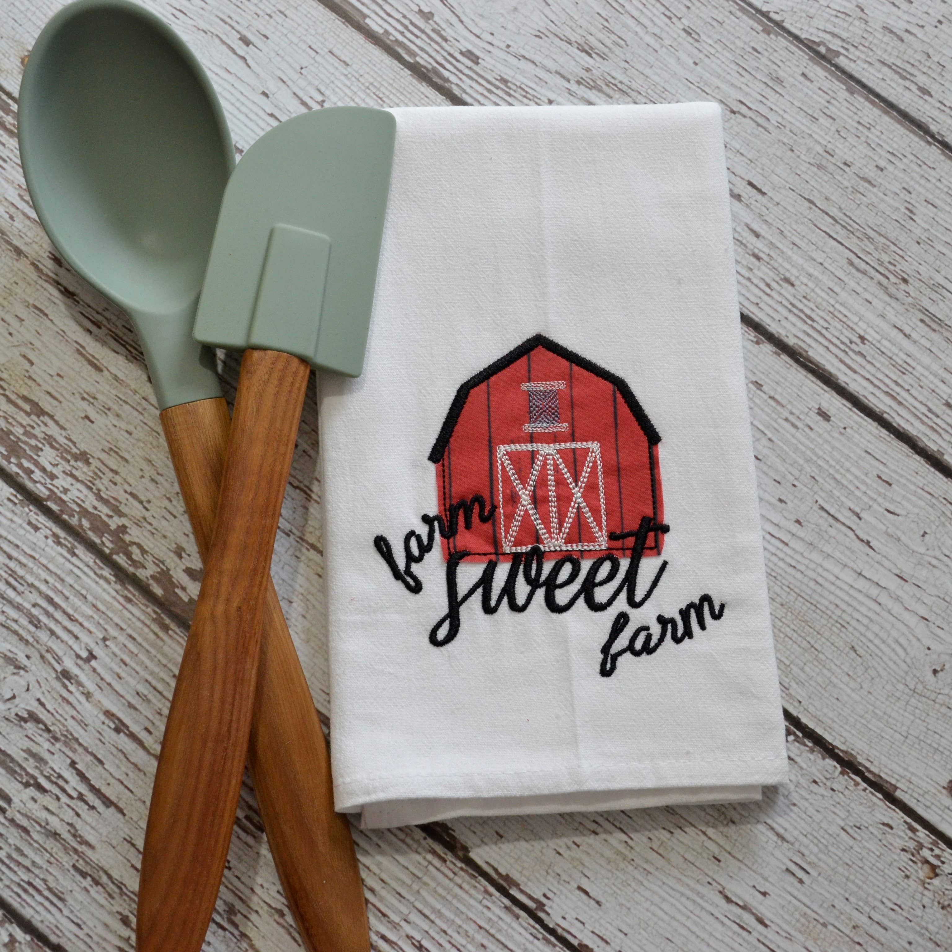 SewMuchMoreStore - Wholesale Tea Towel - Farm Sweet Farm Tea Towel - Embroidered Floursack Towel8